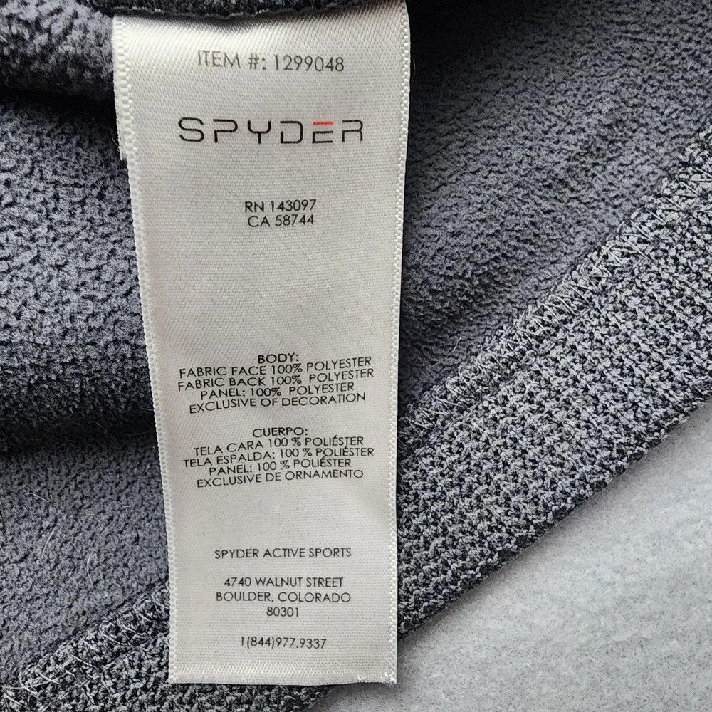 Spyder Quarter Zip Pullover Jacket Gray Black Blue Logo Fleece Lined Men's...